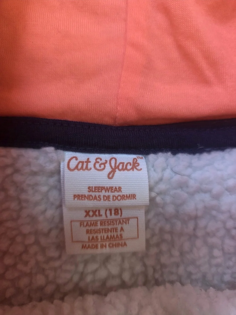 Cat & Jack Girls XXL 18 Sherpa Hoodie Gray Coral Snowflake Cozy Fleece